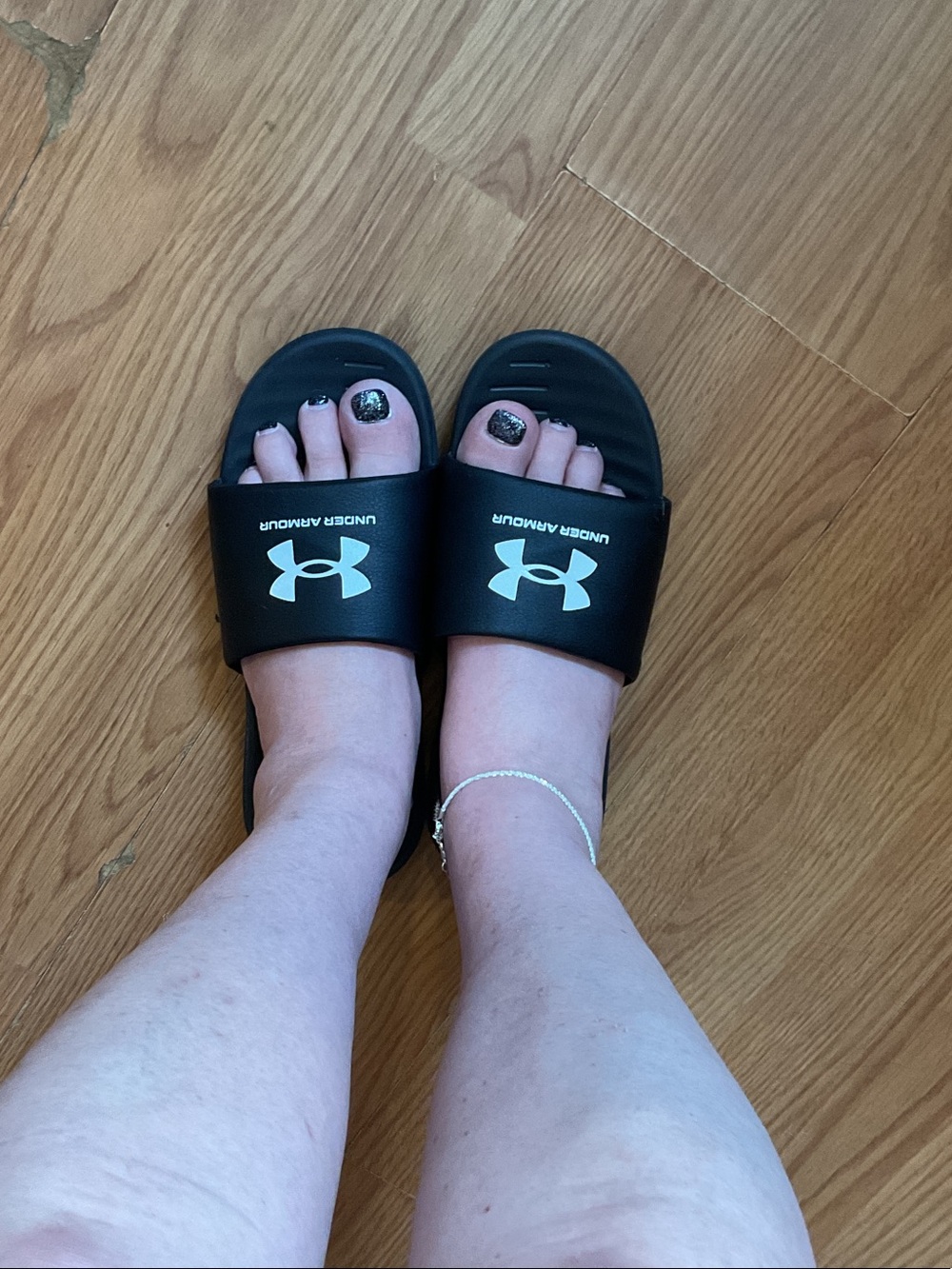 Under Armour Kids Black Slide Sandals with White Logo